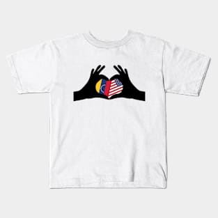 Half Venezuelan Half American Heritage USA Roots & Venezuela DNA Family Flag Design Kids T-Shirt